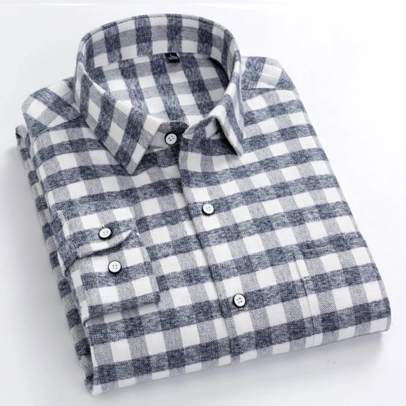 Men Shirts Cotton long Sleeve Autumn Spring Checkered Casual shirts