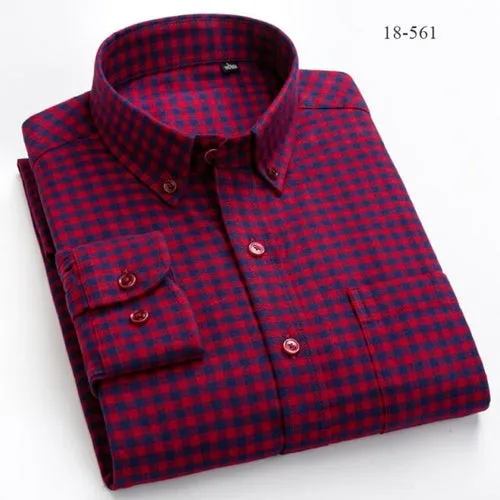 Men Shirts Cotton long Sleeve Autumn Spring Checkered Casual shirts