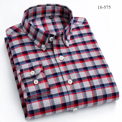 Men Shirts Cotton long Sleeve Autumn Spring Checkered Casual shirts