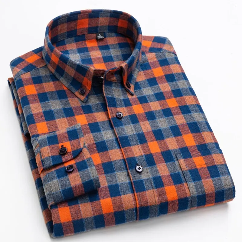 Men Shirts Cotton long Sleeve Autumn Spring Checkered Casual shirts