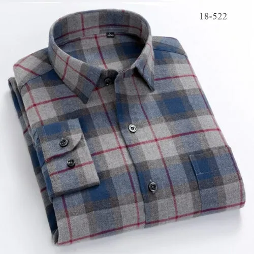 Men Shirts Cotton long Sleeve Autumn Spring Checkered Casual shirts