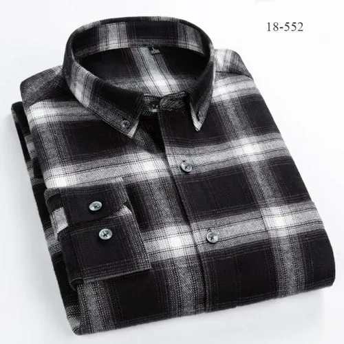 Men Shirts Cotton long Sleeve Autumn Spring Checkered Casual shirts