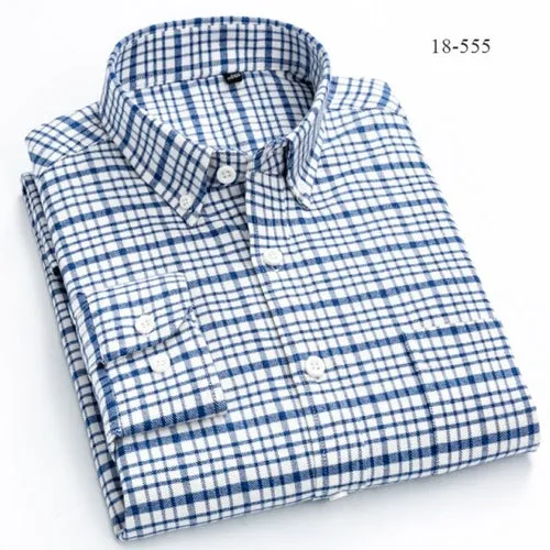 Men Shirts Cotton long Sleeve Autumn Spring Checkered Casual shirts