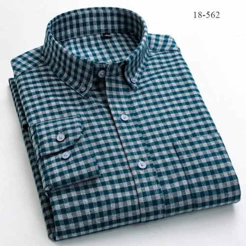 Men Shirts Cotton long Sleeve Autumn Spring Checkered Casual shirts