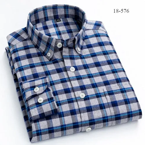 Men Shirts Cotton long Sleeve Autumn Spring Checkered Casual shirts