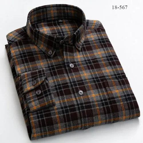 Men Shirts Cotton long Sleeve Autumn Spring Checkered Casual shirts