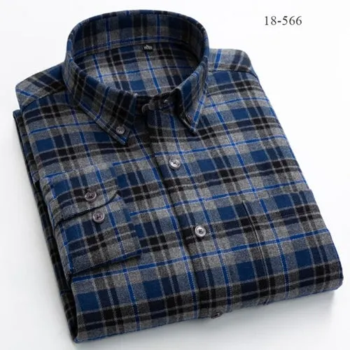 Men Shirts Cotton long Sleeve Autumn Spring Checkered Casual shirts