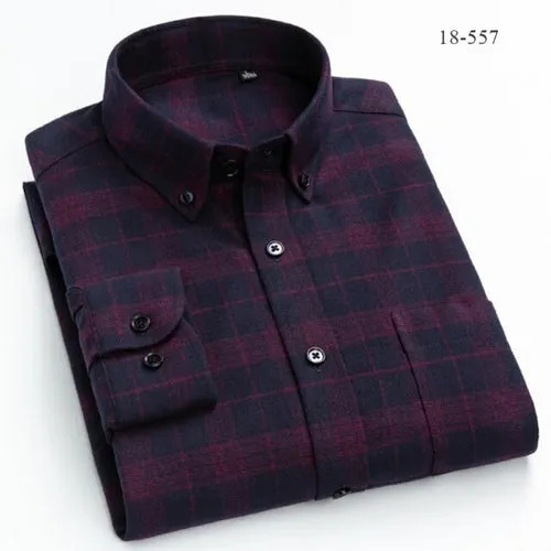 Men Shirts Cotton long Sleeve Autumn Spring Checkered Casual shirts