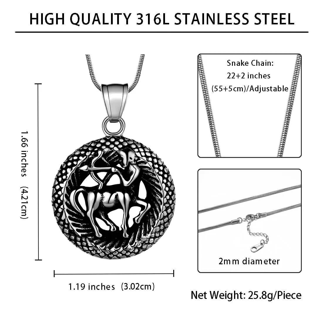 Men Zodiac Sagittarius Necklace Pendant Star Sign Constellation Jewelry Women Boys Girls Birthday Gift