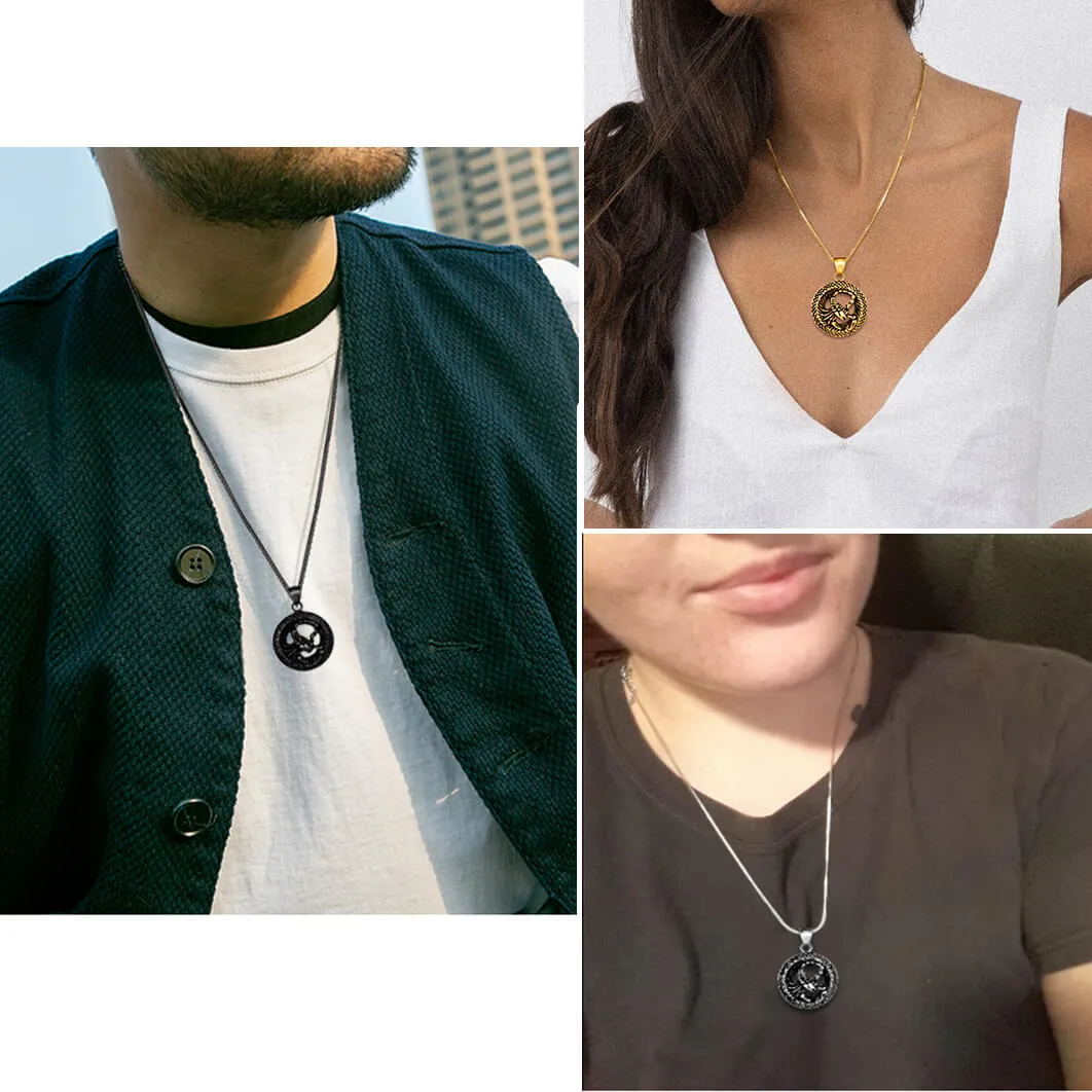 Men Zodiac Scorpio Necklace Pendant Star Sign Constellation Jewelry Women Boys Girls Birthday Gift