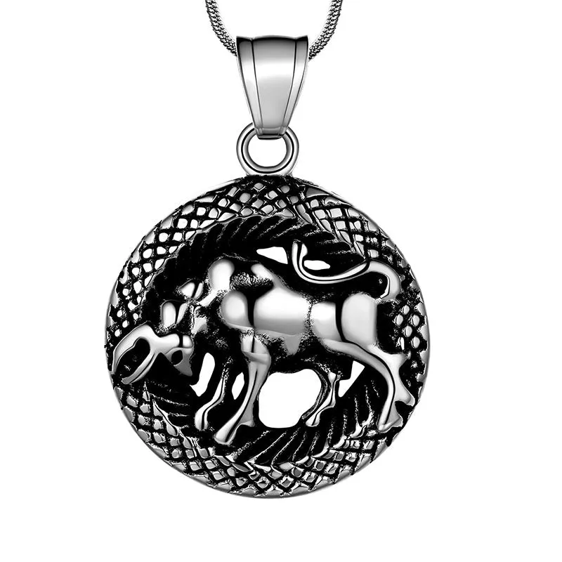 Men Zodiac Taurus Necklace Pendant Star Sign Constellation Jewelry Women Boys Girls Birthday Gift
