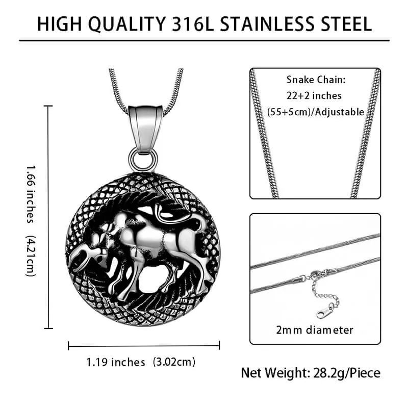 Men Zodiac Taurus Necklace Pendant Star Sign Constellation Jewelry Women Boys Girls Birthday Gift