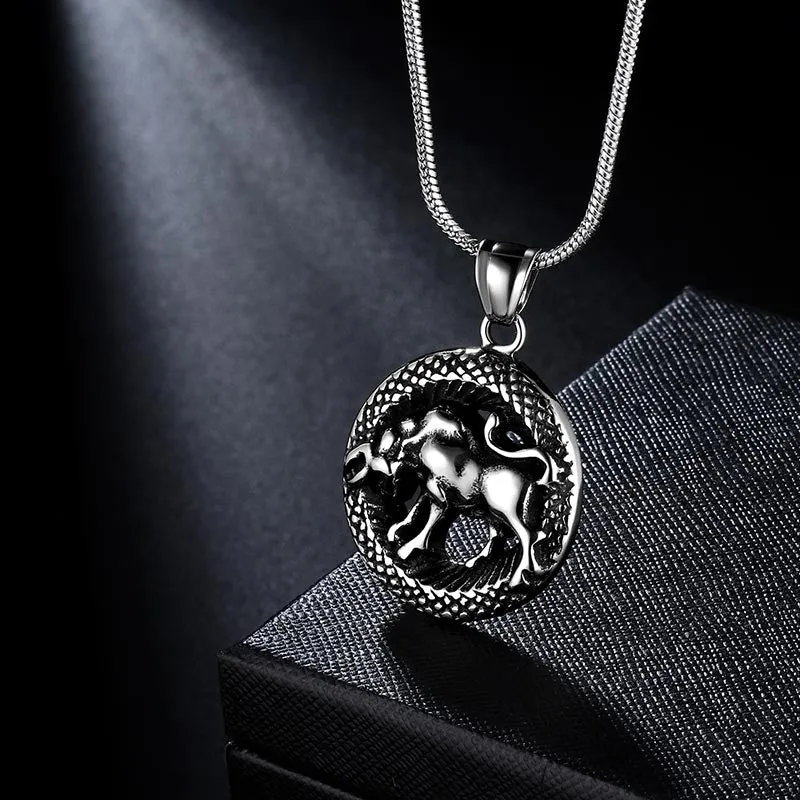 Men Zodiac Taurus Necklace Pendant Star Sign Constellation Jewelry Women Boys Girls Birthday Gift