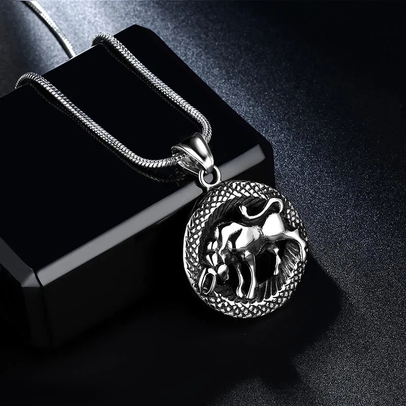Men Zodiac Taurus Necklace Pendant Star Sign Constellation Jewelry Women Boys Girls Birthday Gift