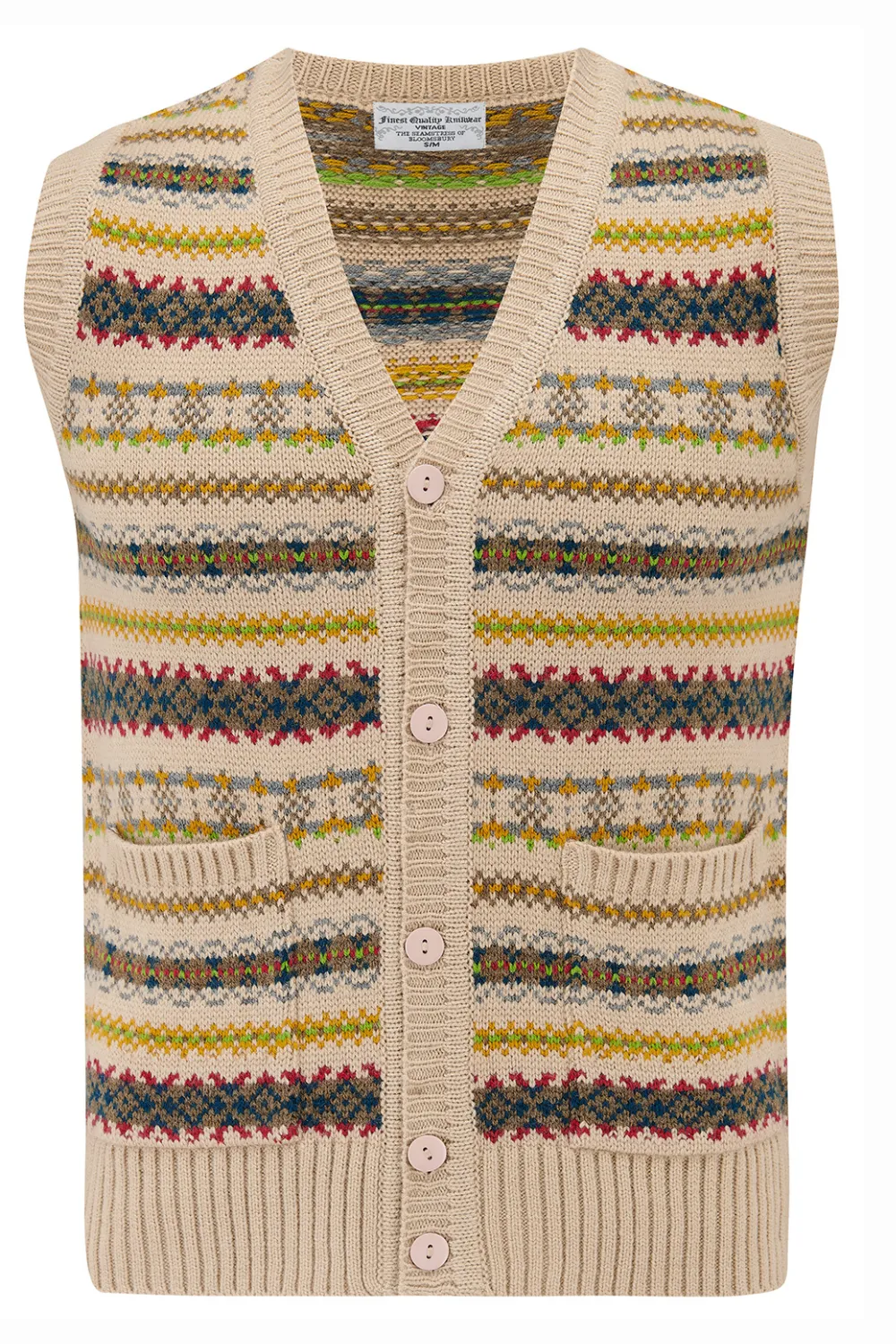 Men's Fair Isle Knitted Waistcoat, Stunning 1940s True Vintage Style, By The Seamstress of Bloomsbury