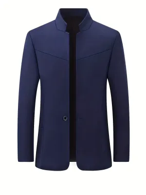 Men's Stylish Business Blue Stain Resistance Suit Dress Coat