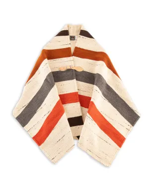 Merino Wool Blanket Poncho - Natural Heather Autumn Wave