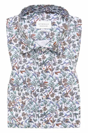 Modern Fit Floral Leaf Long Sleeve Shirt - Peach Multi
