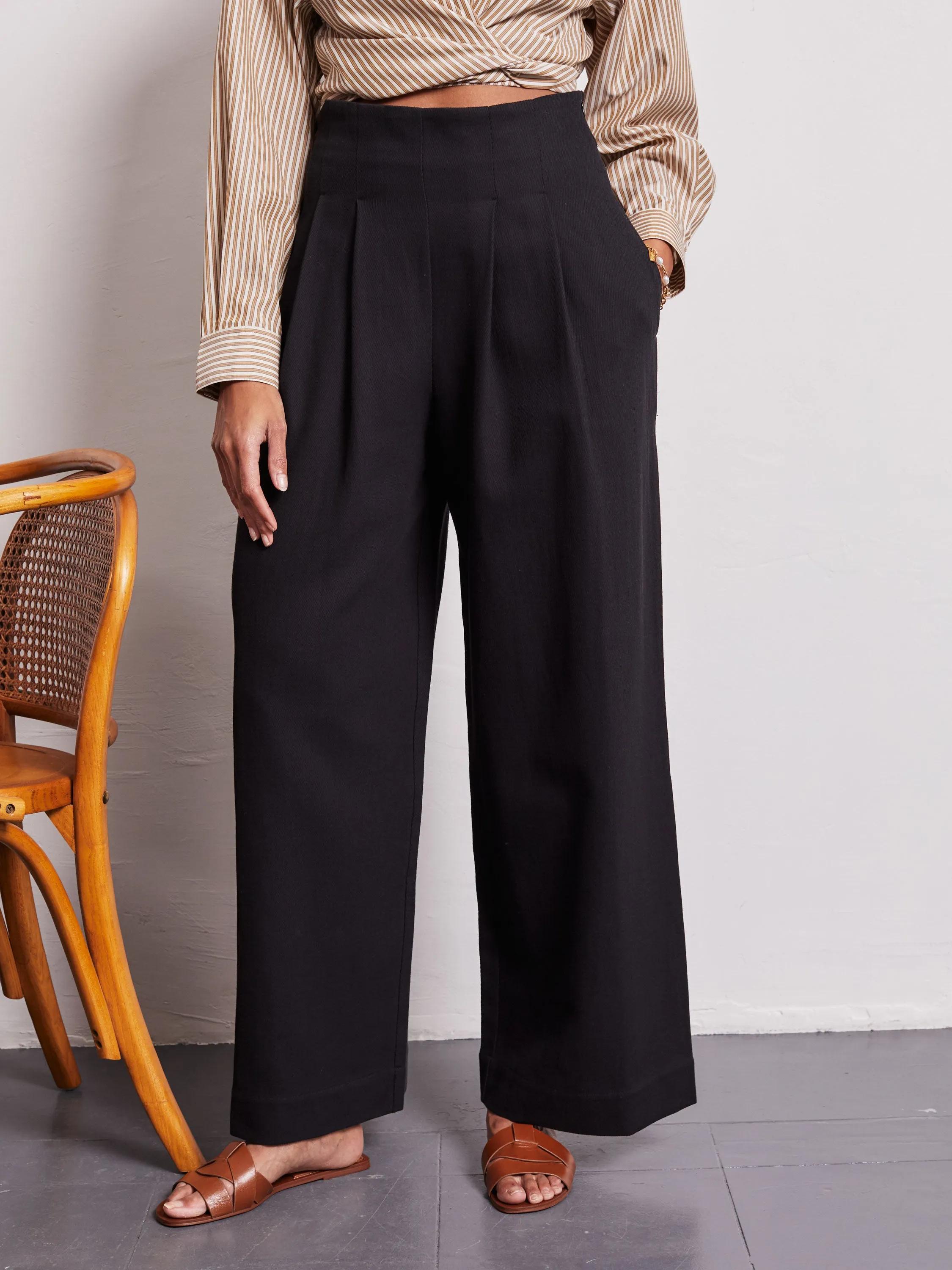 Nellie Black High Waisted Trousers
