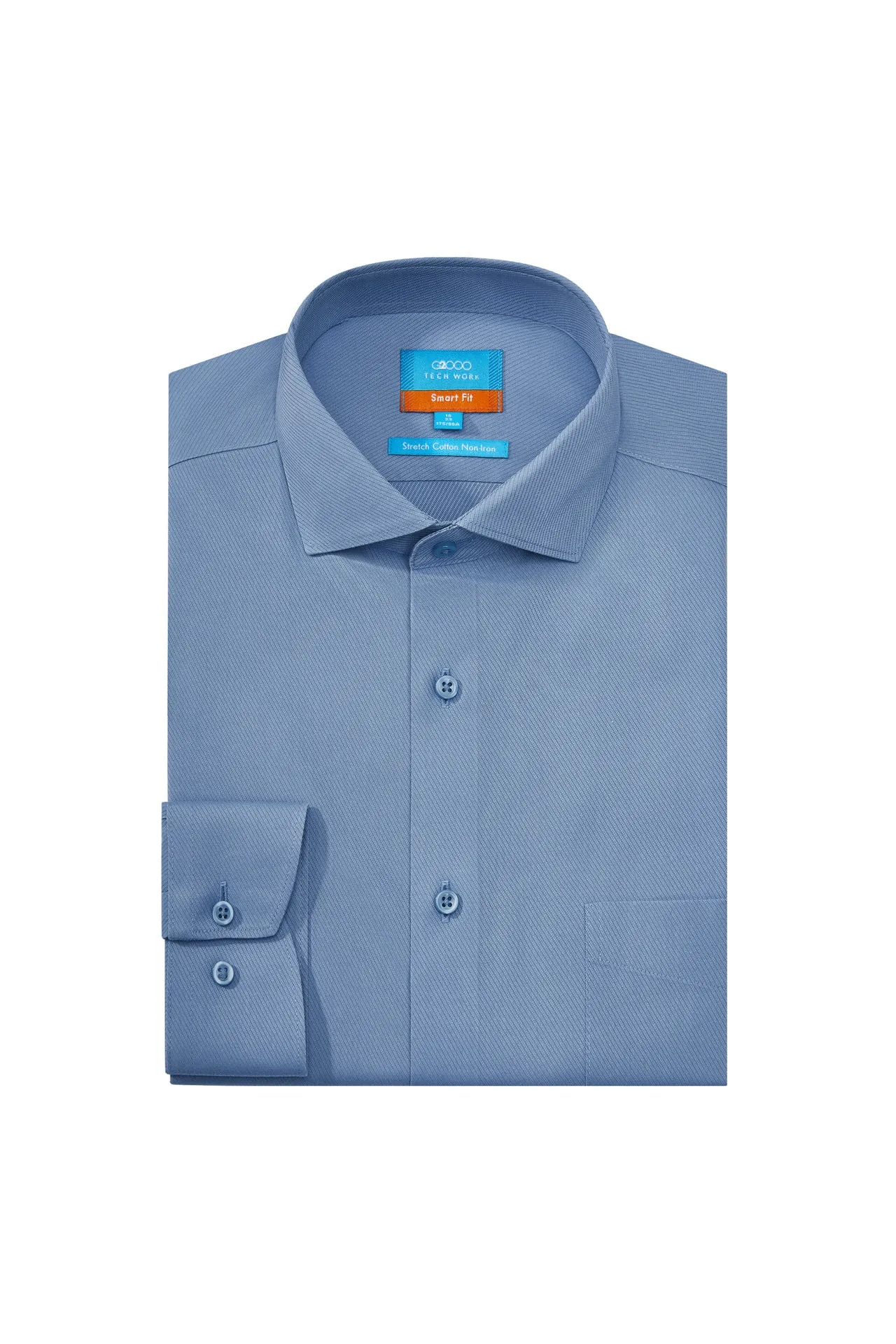 Non-Iron Cotton Stretch Shirt in Smart Fit with Chest Pocket