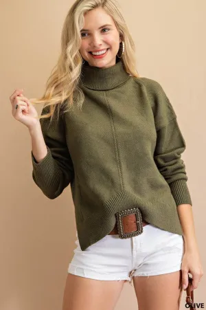 Olive Turtleneck Sweater