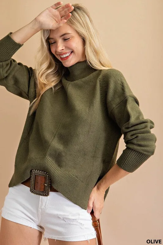 Olive Turtleneck Sweater
