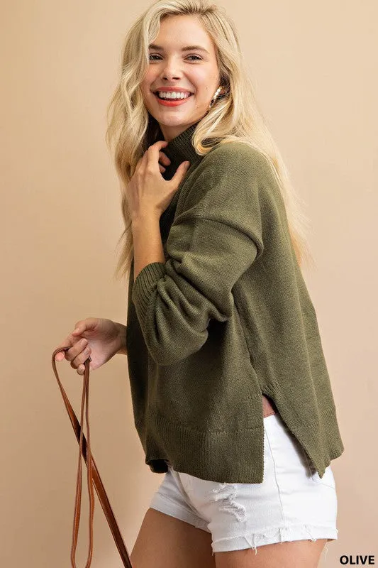Olive Turtleneck Sweater