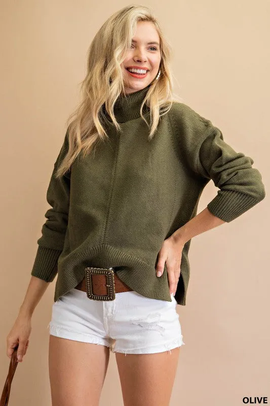 Olive Turtleneck Sweater