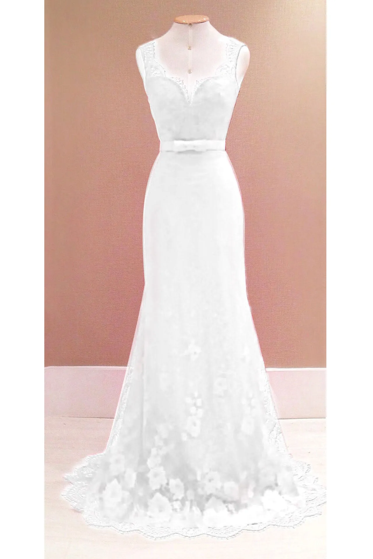 Pure Color Lace V-neck Sleeveless Long Party Dress