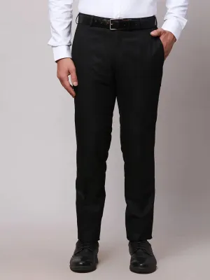 Raymond Men Black Slim Fit Checks Polyester Trousers