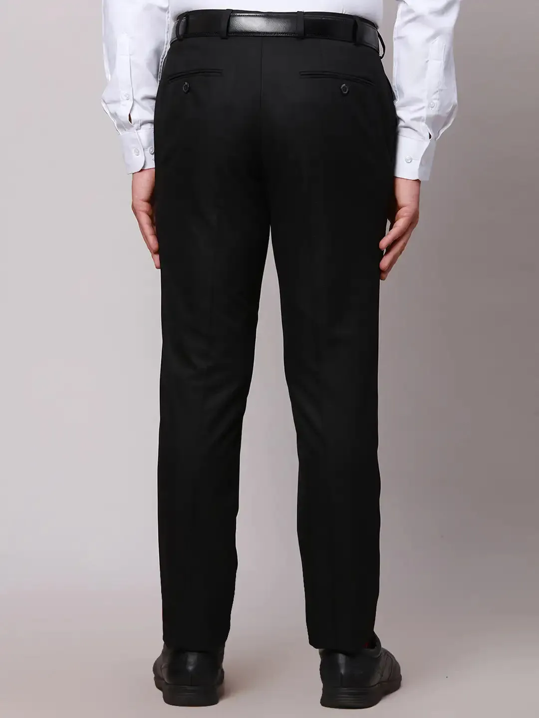 Raymond Men Black Slim Fit Checks Polyester Trousers