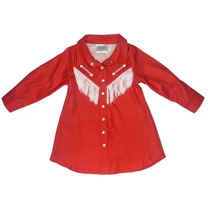 Red Cowgirl Vintage Long Sleeve Dress Kid (6-7)