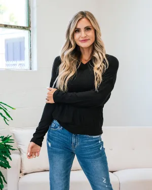 Sienna Brushed Soft V Neck Top - Black