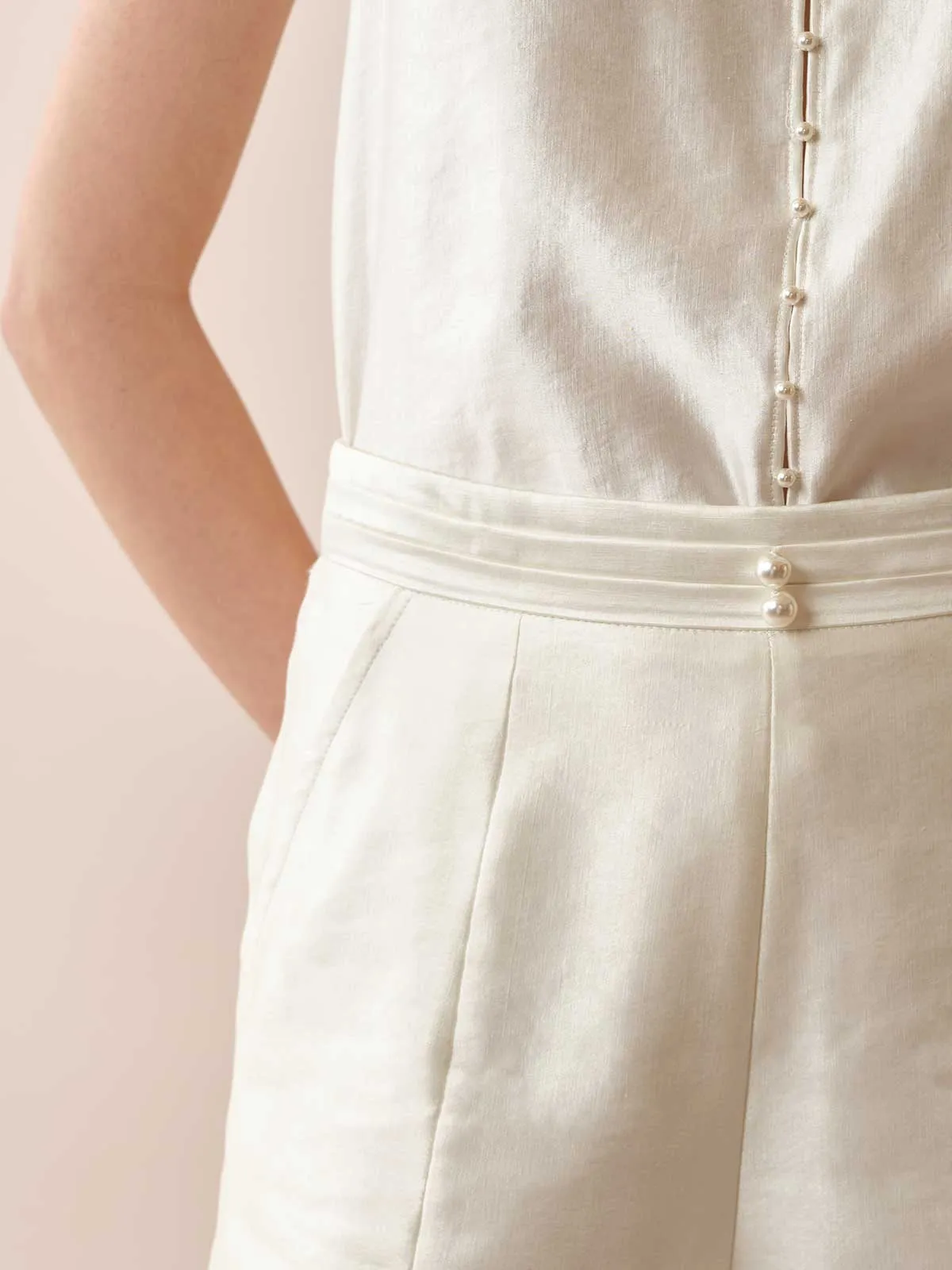 SILKINC Silk Road Silk-linen Shorts