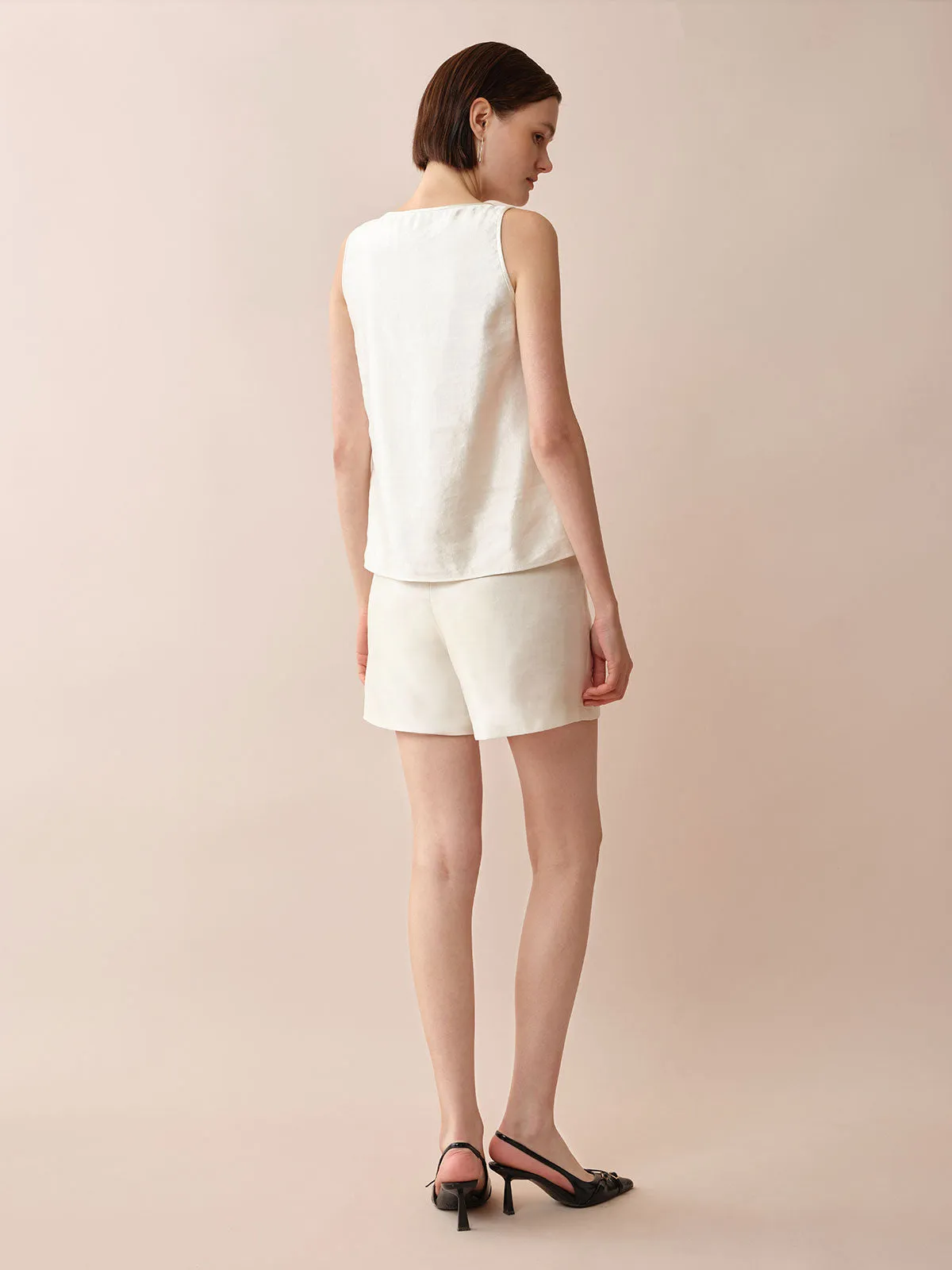 SILKINC Silk Road Silk-linen Shorts