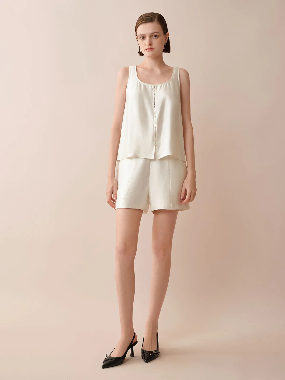 SILKINC Silk Road Silk-linen Shorts
