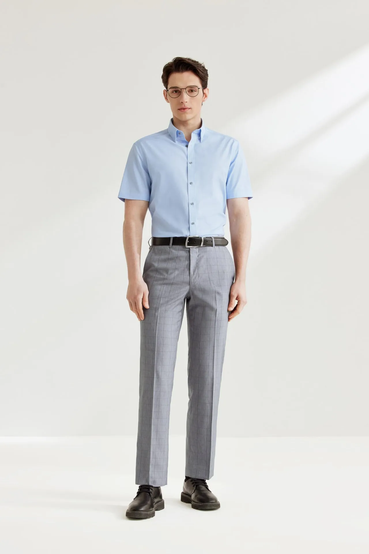 Silky Touch Stretch 2 Tone Shirt in Smart Fit Short Sleeve