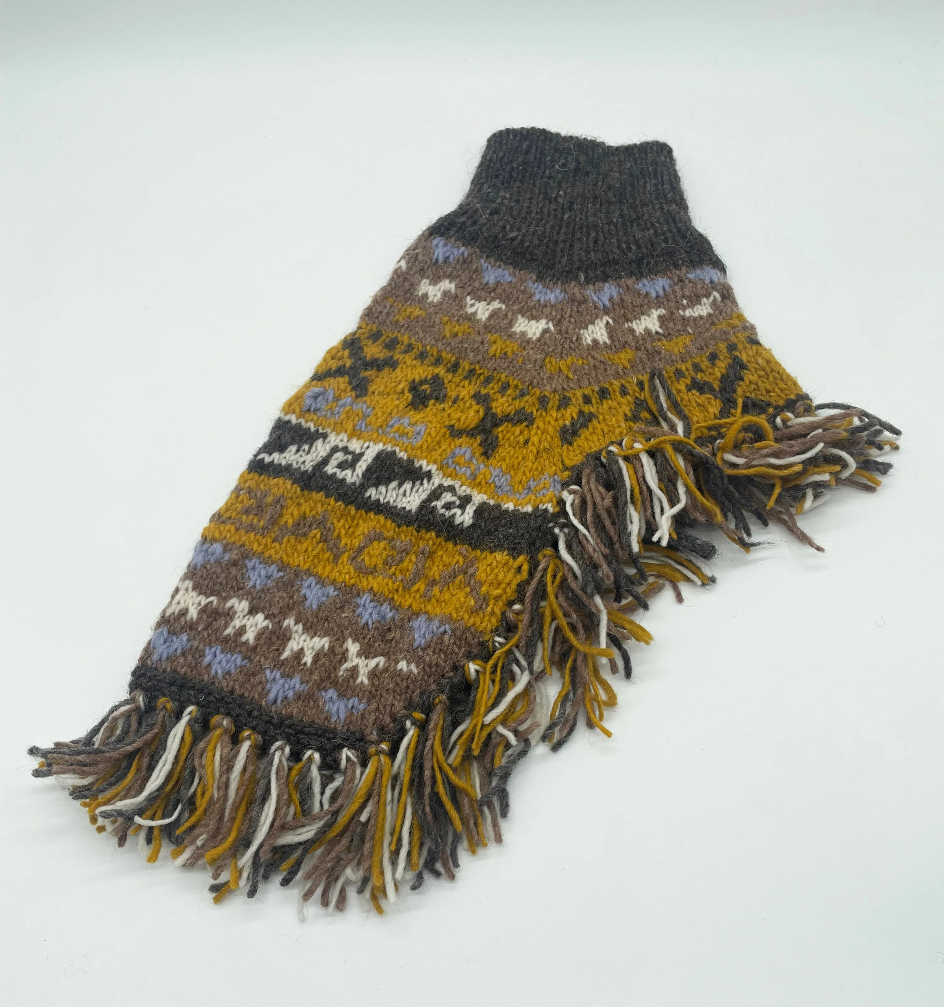 Soft Boho Hippie Alpaca Dog Poncho With Fringe