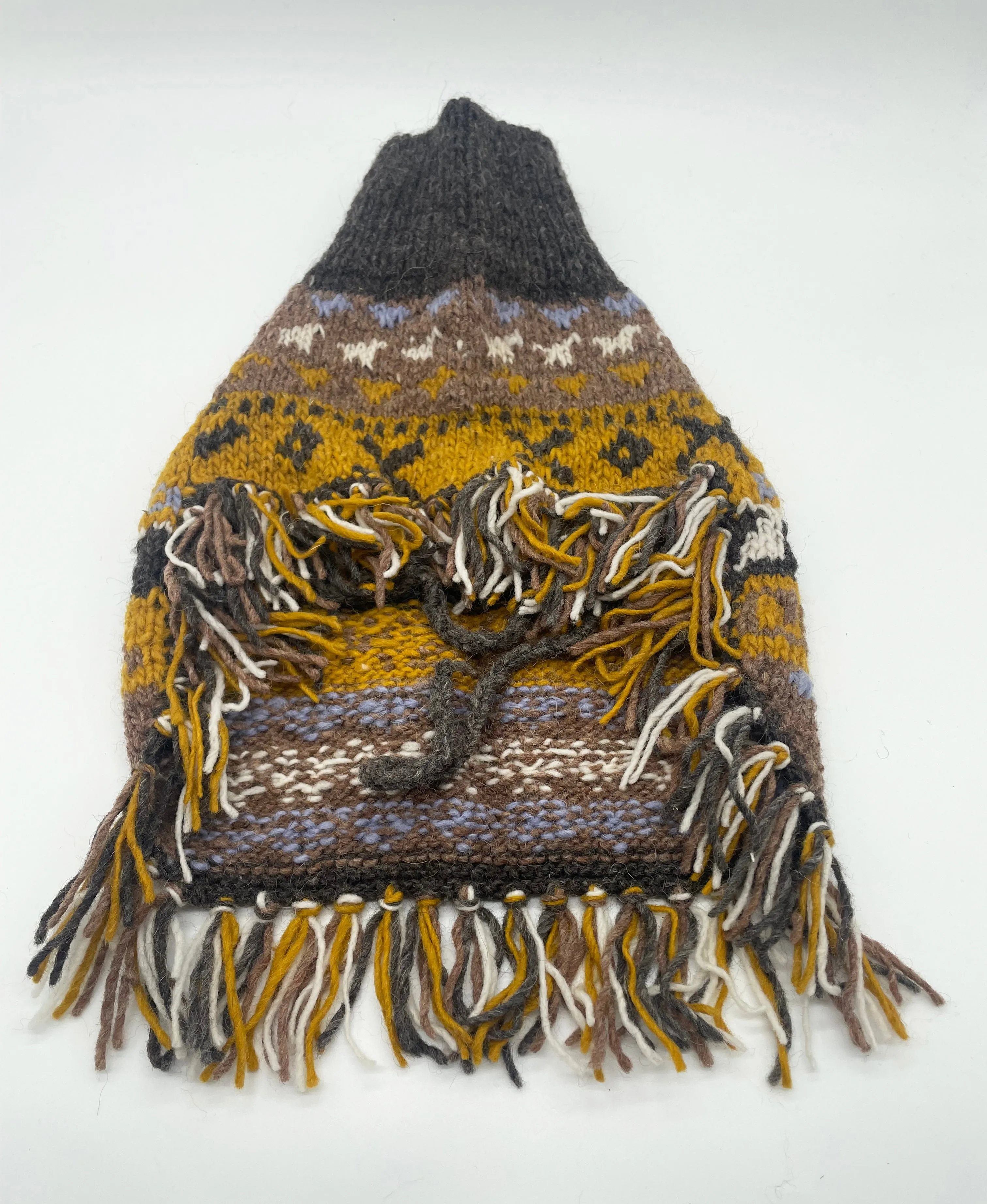 Soft Boho Hippie Alpaca Dog Poncho With Fringe