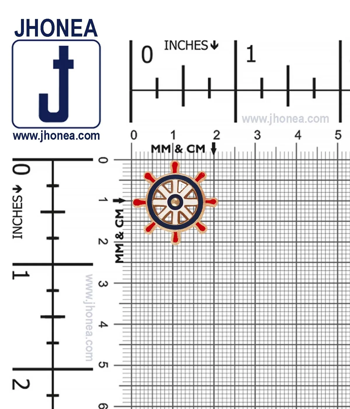 Steering Ship Wheel Royal Tri-Color Hotfix for Jeans