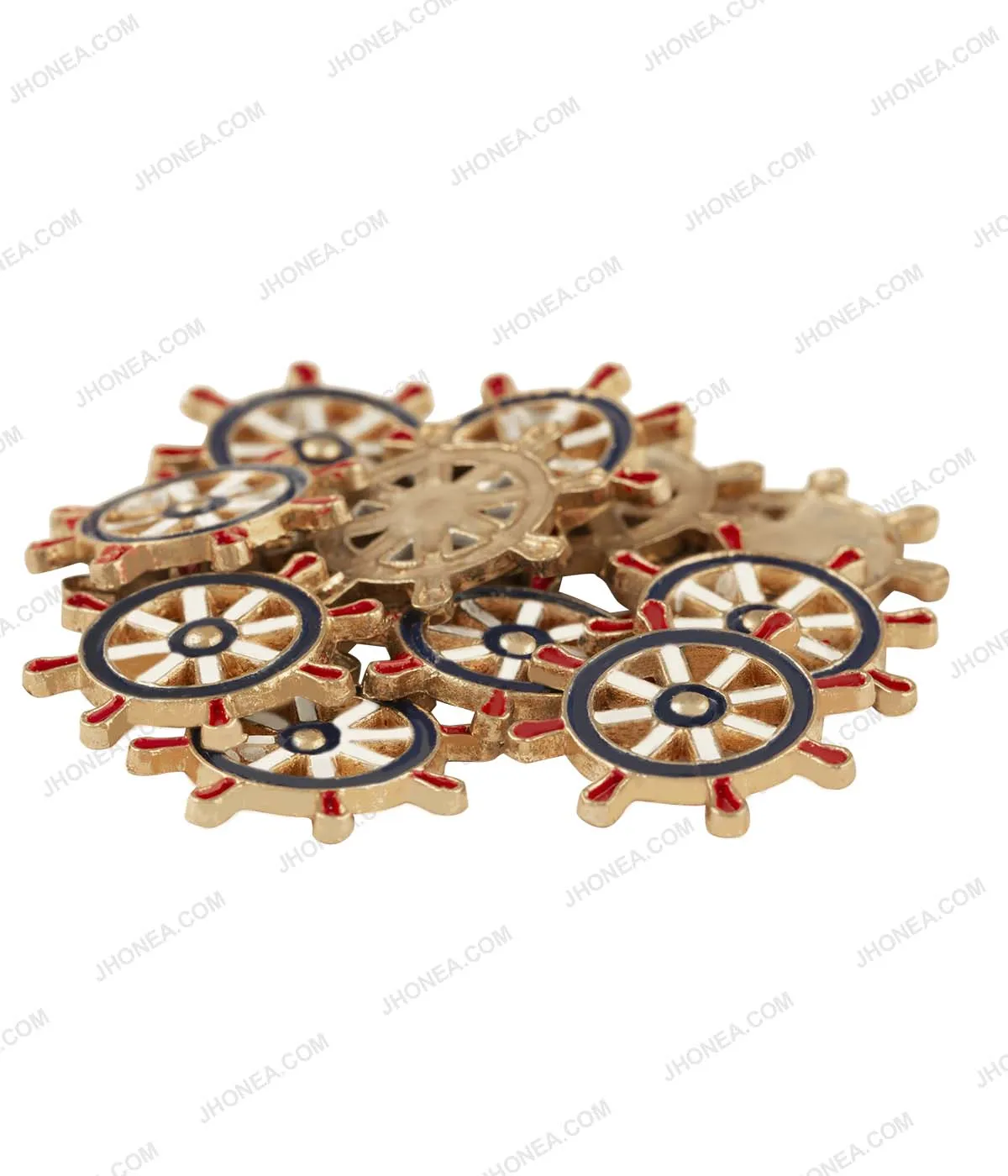 Steering Ship Wheel Royal Tri-Color Hotfix for Jeans
