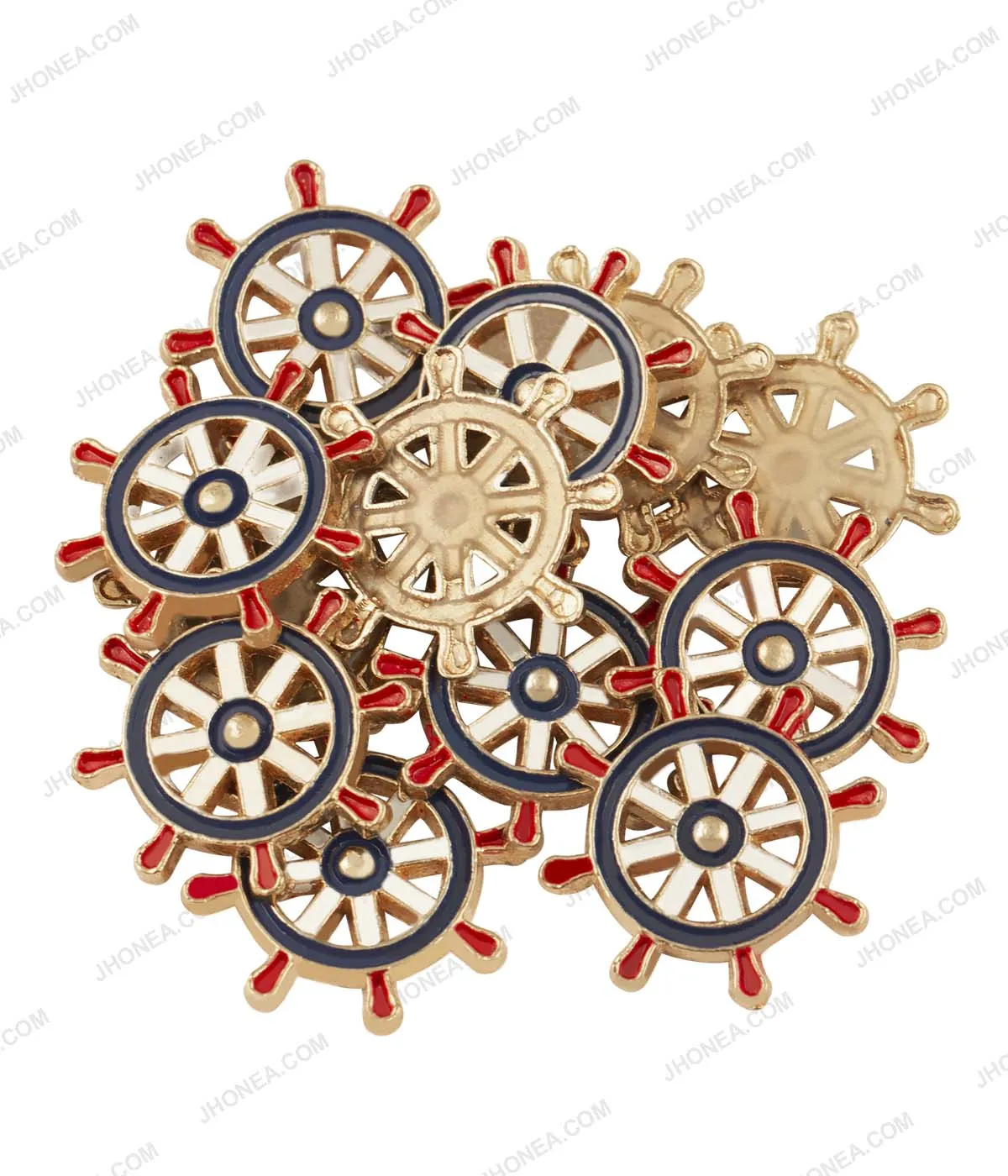 Steering Ship Wheel Royal Tri-Color Hotfix for Jeans