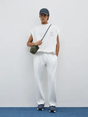 Studiofit White Relaxed-Fit Mid Rise Track Pants