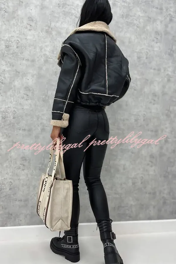 Stylish Lambswool Short Zipped Biker Jacket