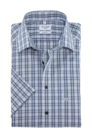 Tendenz Modern Fit Check Short Sleeve Shirt - Blue