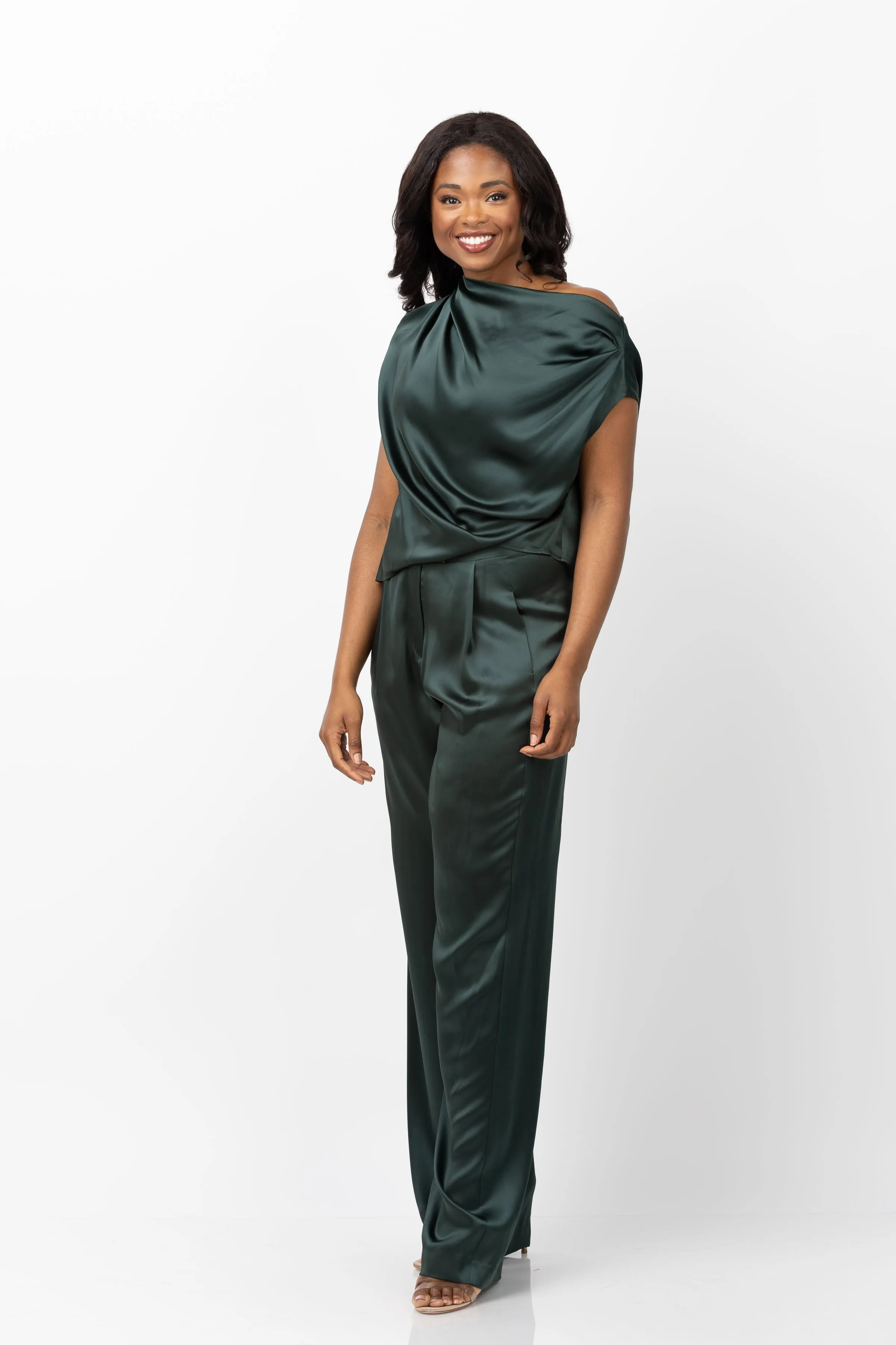 The Sei Wide Leg Trousers in Hunter Green