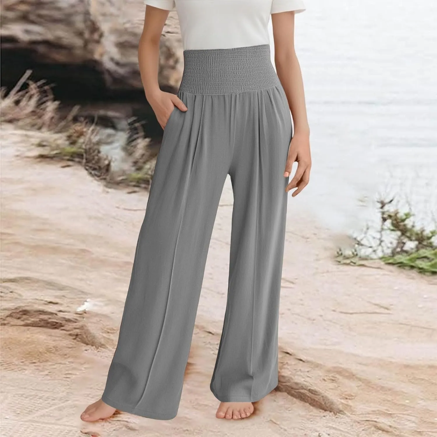 Toddler Girls' Baggy Pants Solid Elastic High Waist Lounge Trousers Wide Leg Workout Active Fashion Pants