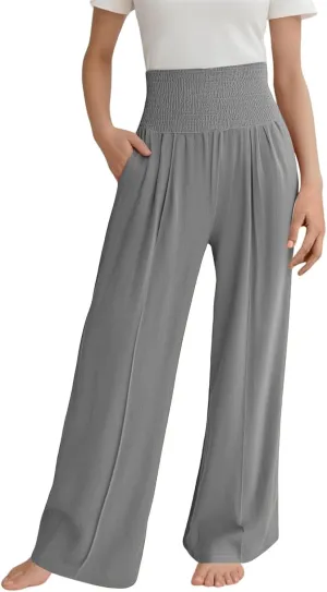 Toddler Girls' Baggy Pants Solid Elastic High Waist Lounge Trousers Wide Leg Workout Active Fashion Pants