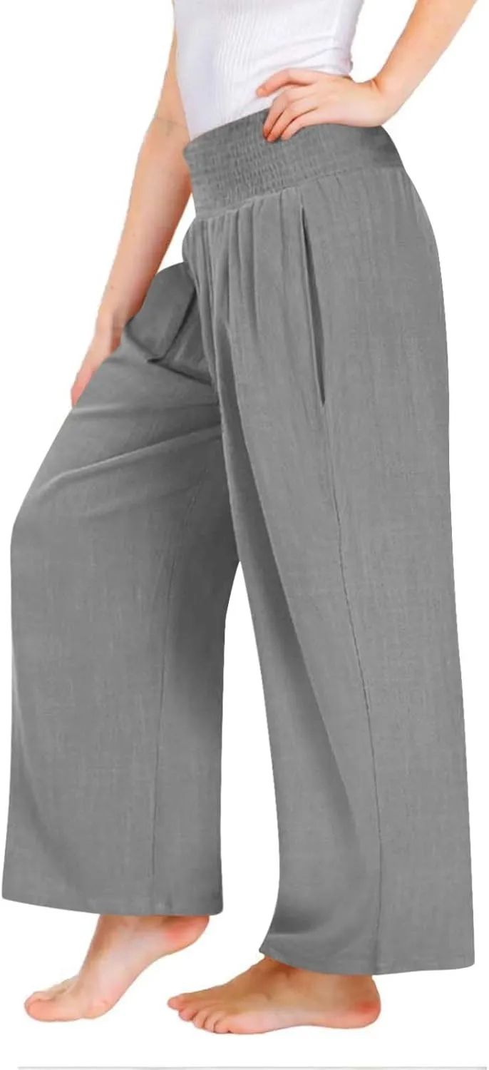 Toddler Girls' Baggy Pants Solid Elastic High Waist Lounge Trousers Wide Leg Workout Active Fashion Pants