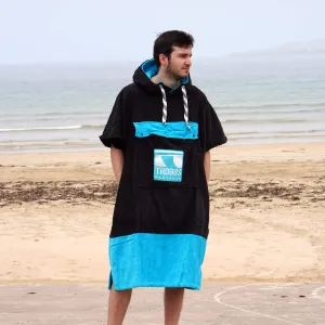 Troggs Premium Towelling Changing Robe - Black/Turquoise